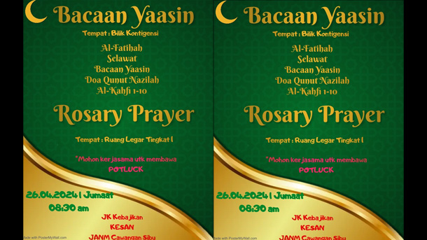 Program Bacaan Yassin & Rosary Prayer 26.04.2024